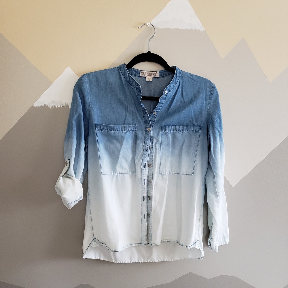 Denim ombre button down shirt XS